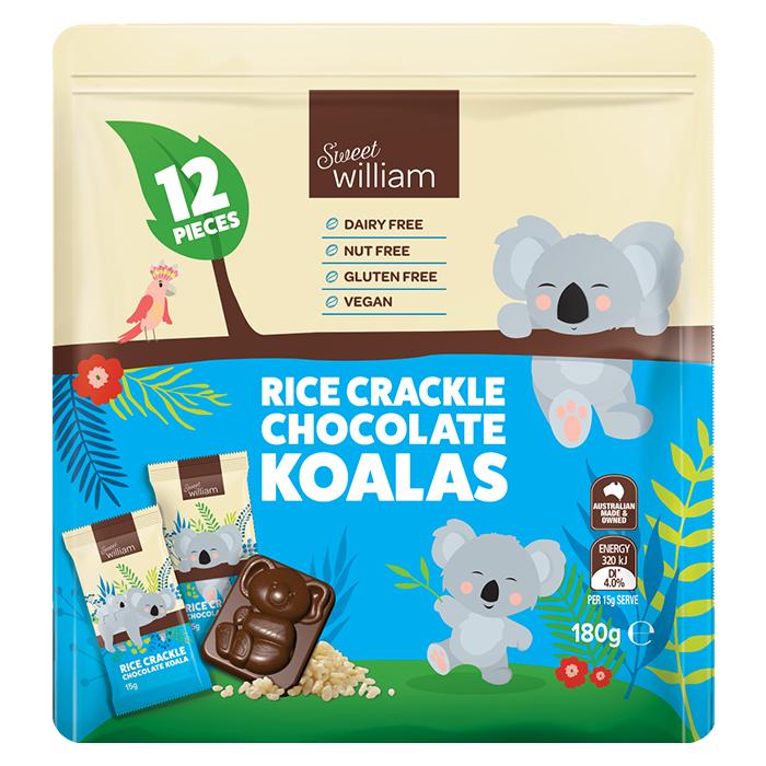 Sweet William Rice Crackle Chocolate Koalas 180g